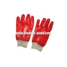 Interlock Liner Knit Wrist Red PVC Work Glove (5118)